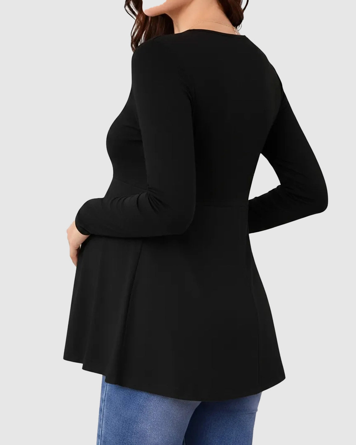 Double-Layer Nursing Access Color-Block Maternity Top