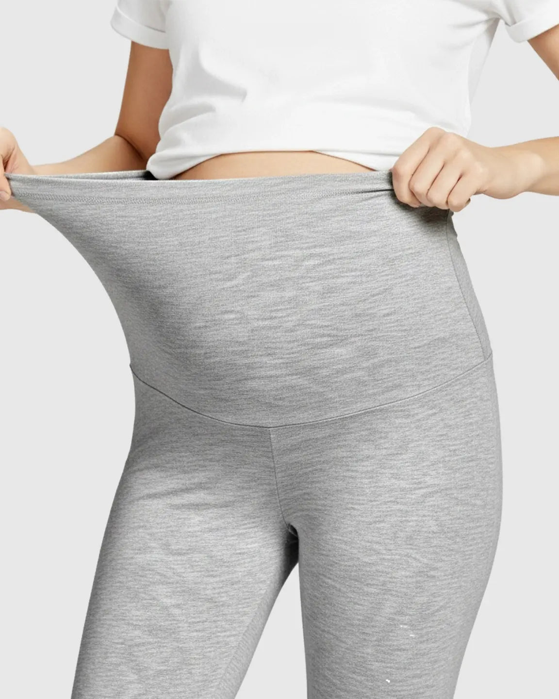 Elastic High-Waist Seven-Point Maternity Pants