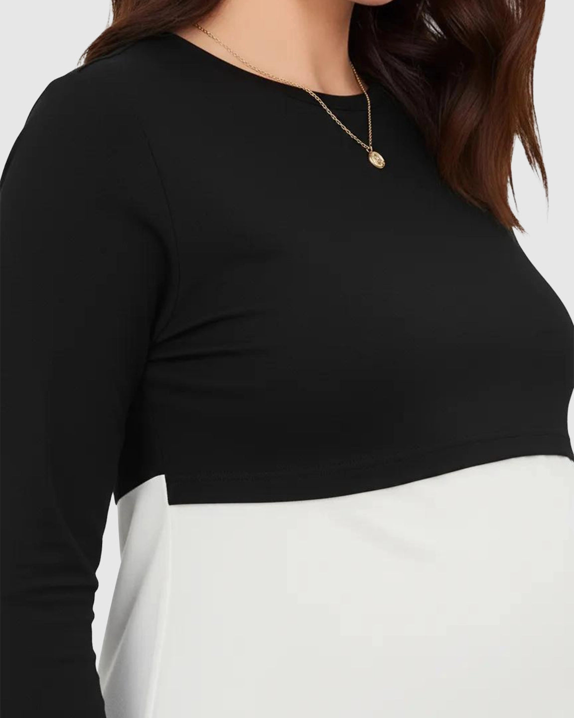 Double-Layer Nursing Access Color-Block Maternity Top