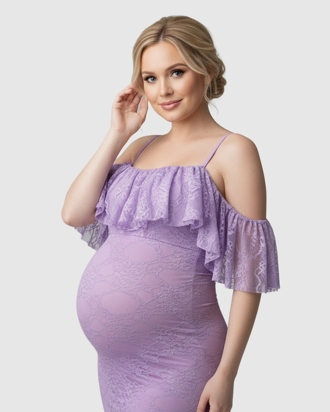 Off-Shoulder Lace Mermaid Maternity Gown