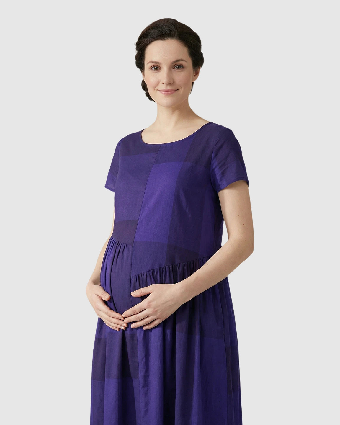 Plaid Swing Maternity Maxi Dress