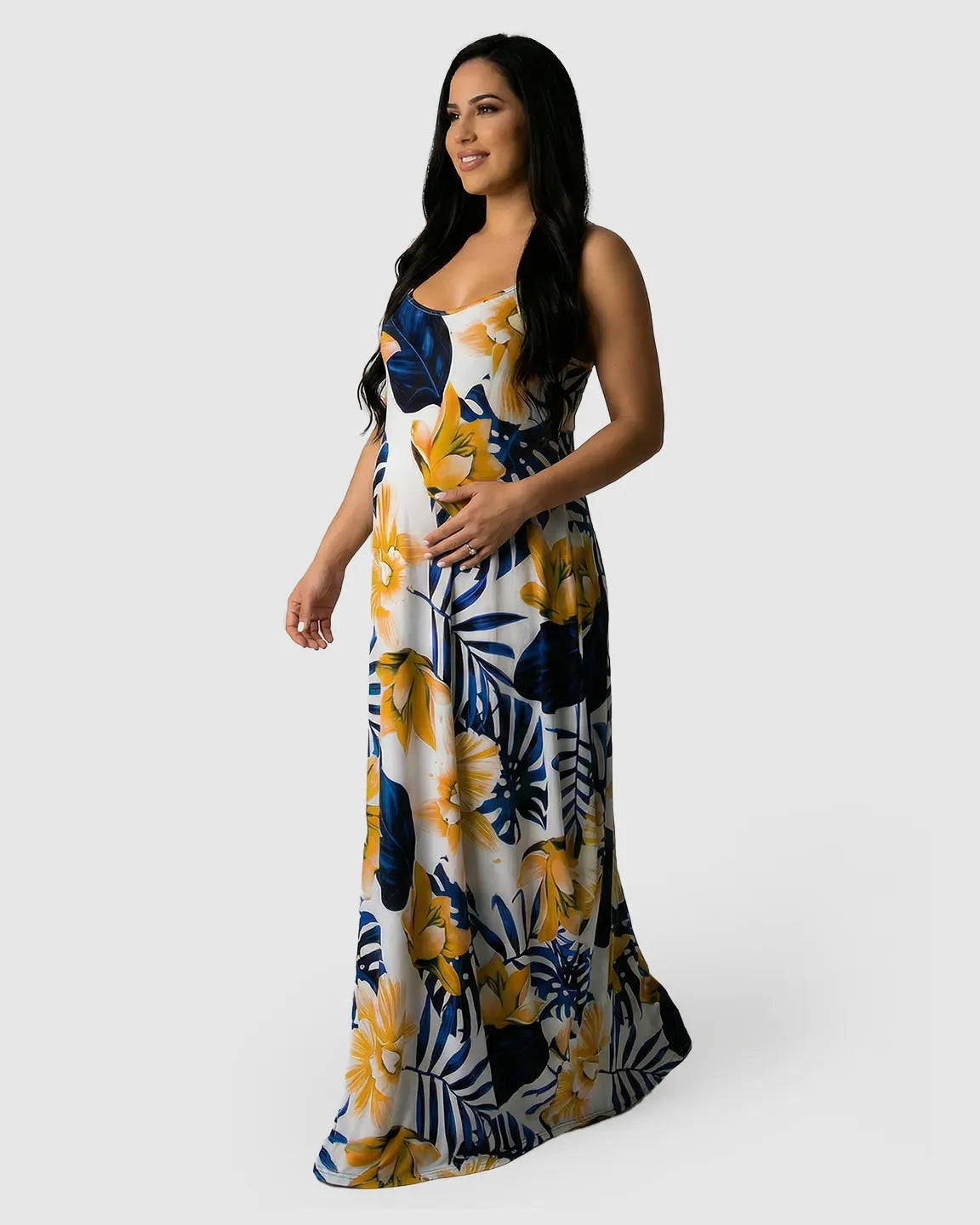 Tropical Flowy Maternity Maxi Dress