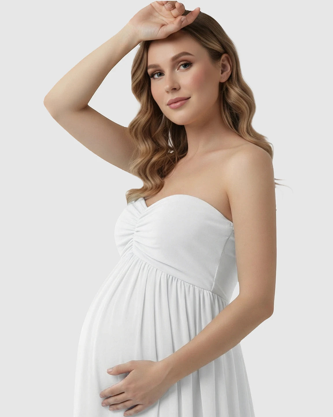 Strapless Chiffon Train Maternity Gown