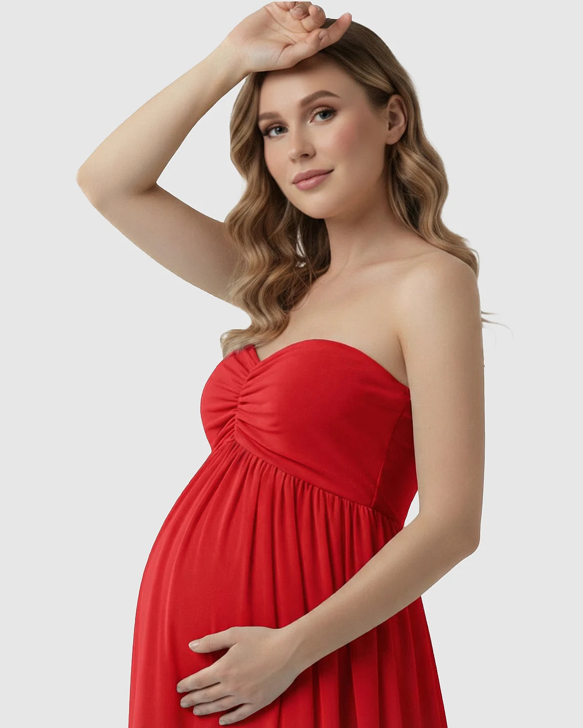 Strapless Chiffon Train Maternity Gown