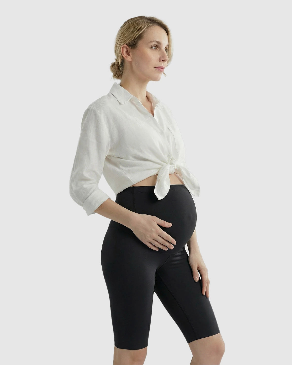 High-Waist Sculpting Maternity Shorts