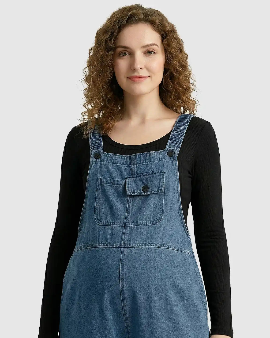 Loose-Fit Denim Maternity Overalls