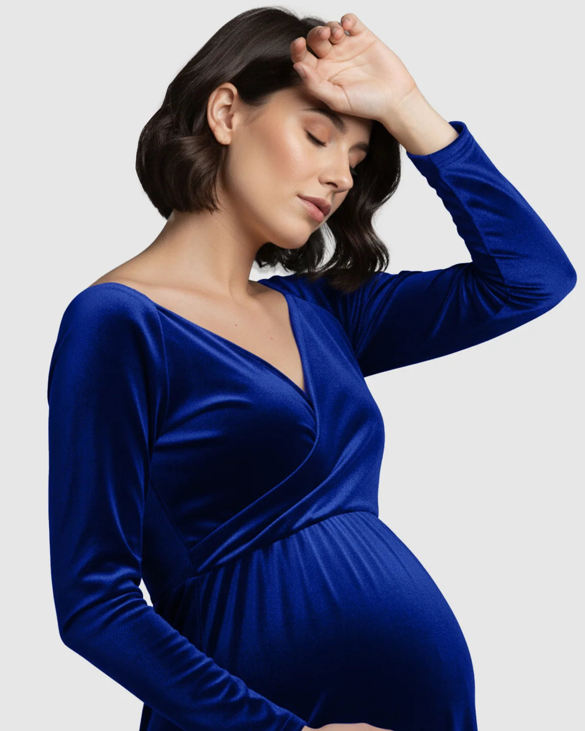 Off-Shoulder Velvet Maternity Gown