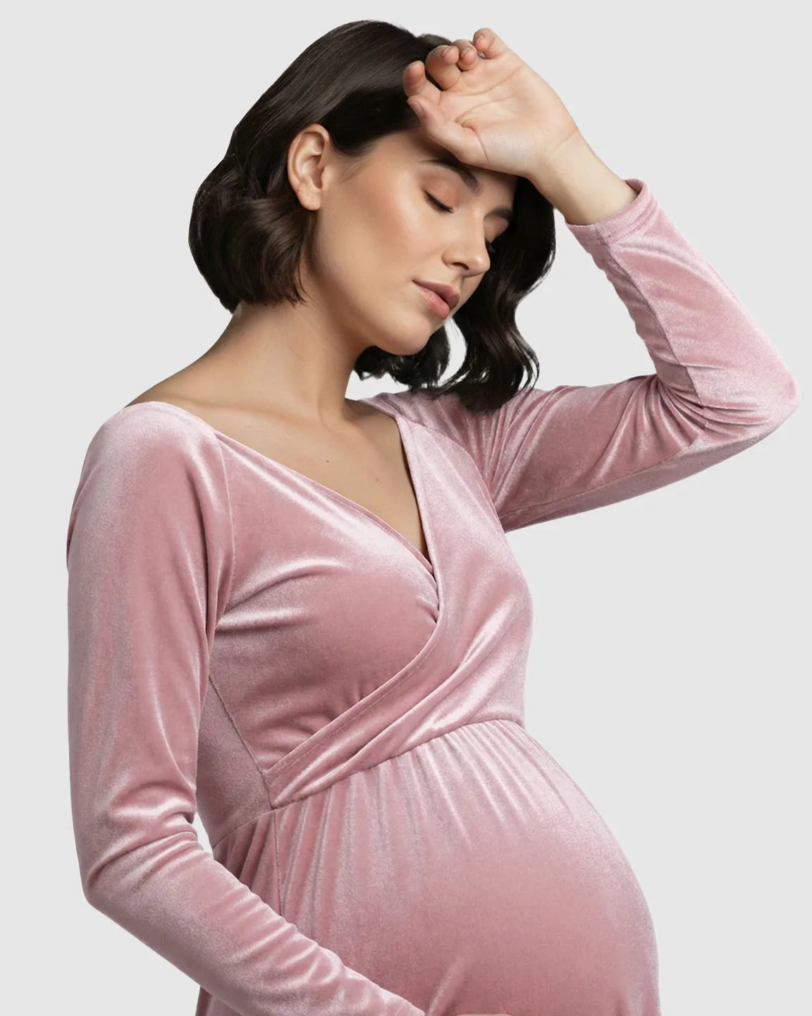Off-Shoulder Velvet Maternity Gown