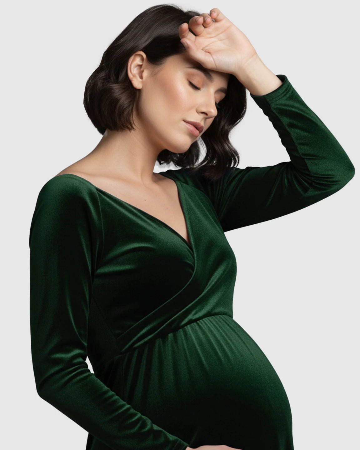 Off-Shoulder Velvet Maternity Gown