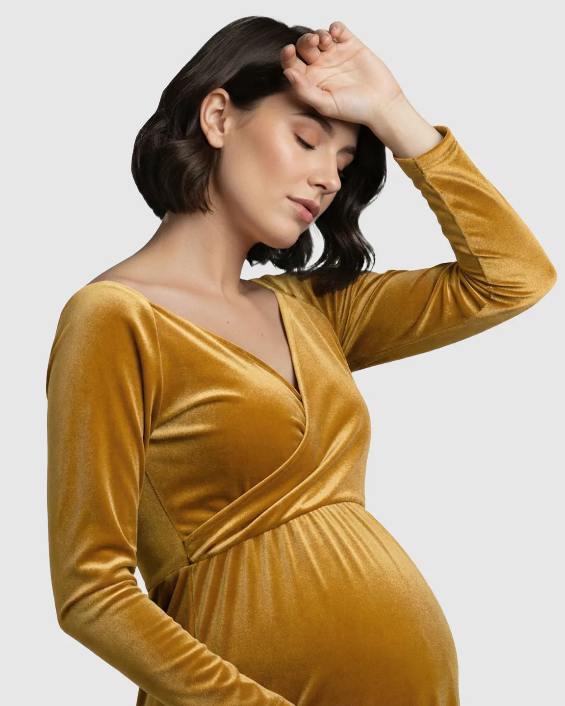 Off-Shoulder Velvet Maternity Gown