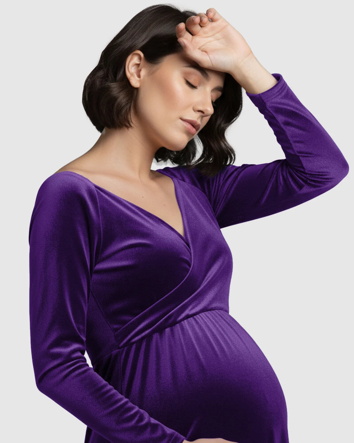 Off-Shoulder Velvet Maternity Gown