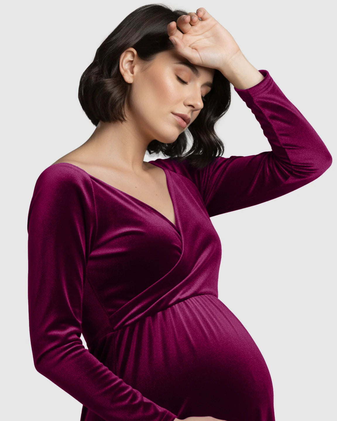 Off-Shoulder Velvet Maternity Gown