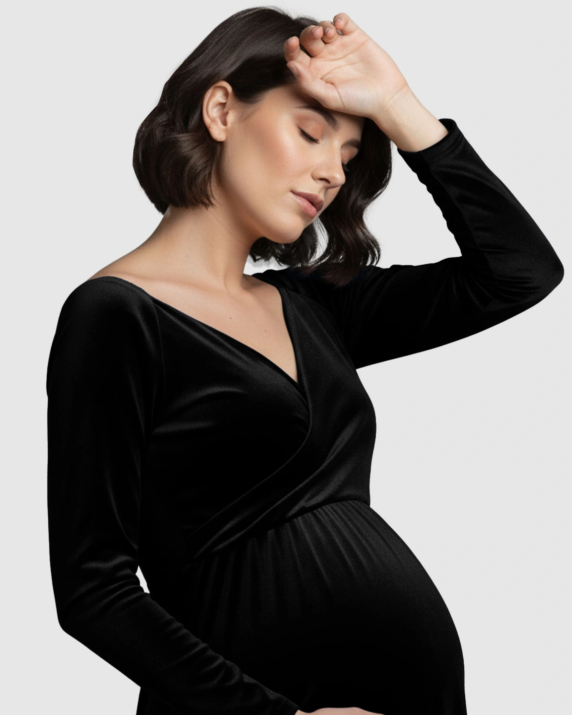 Off-Shoulder Velvet Maternity Gown
