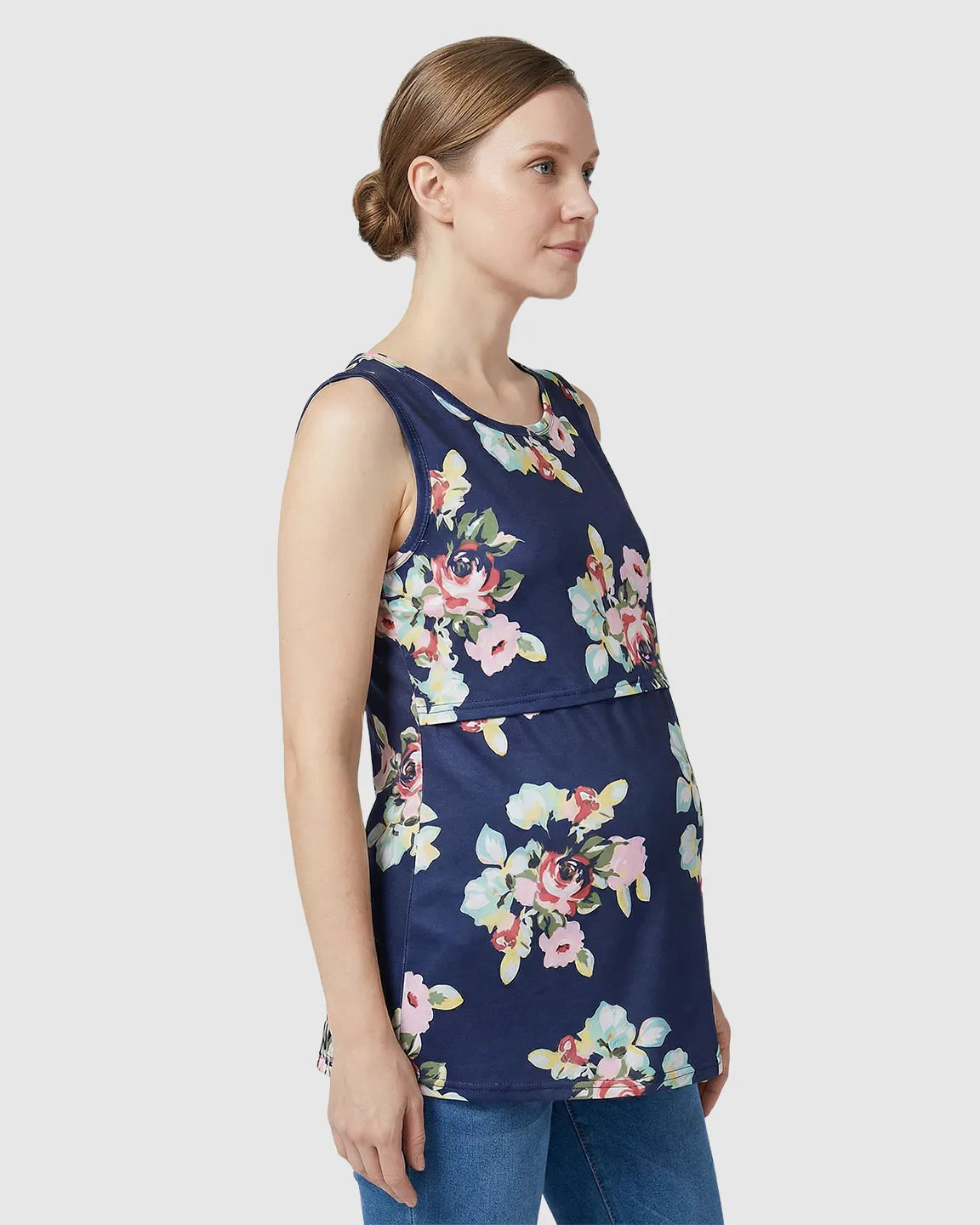 Sleeveless Floral Nursing Maternity Top