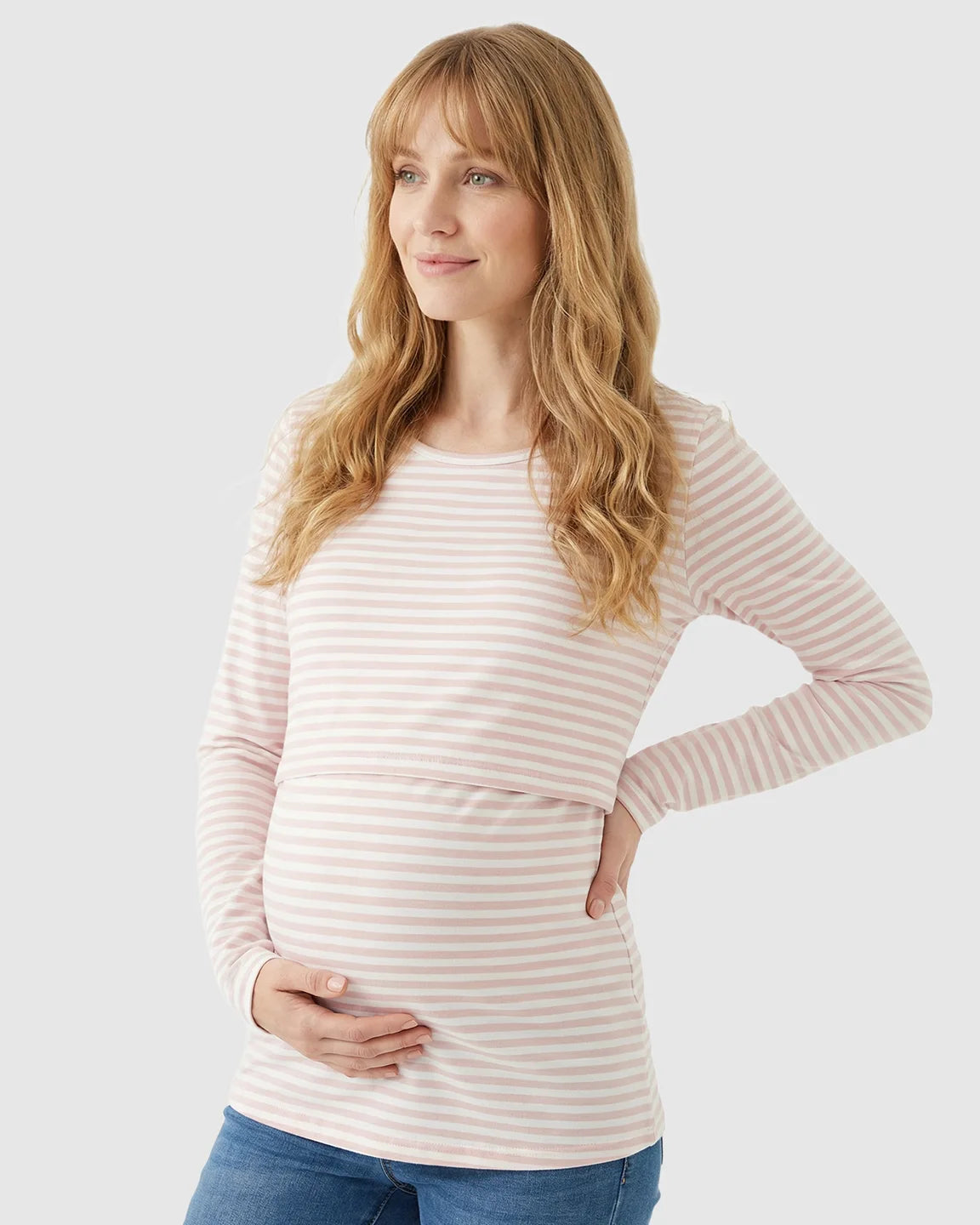 Pull-up Access Striped Print Maternity & Nursing Top