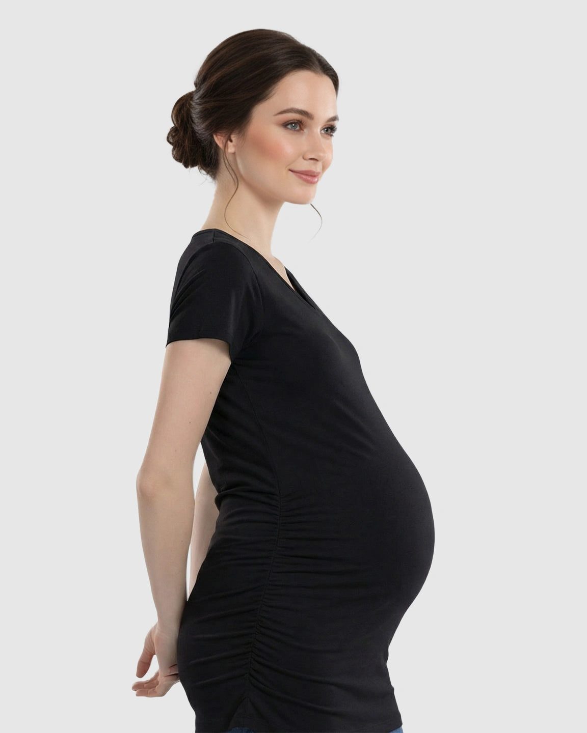 Short Sleeve Ruched Slim Fit Maternity Top