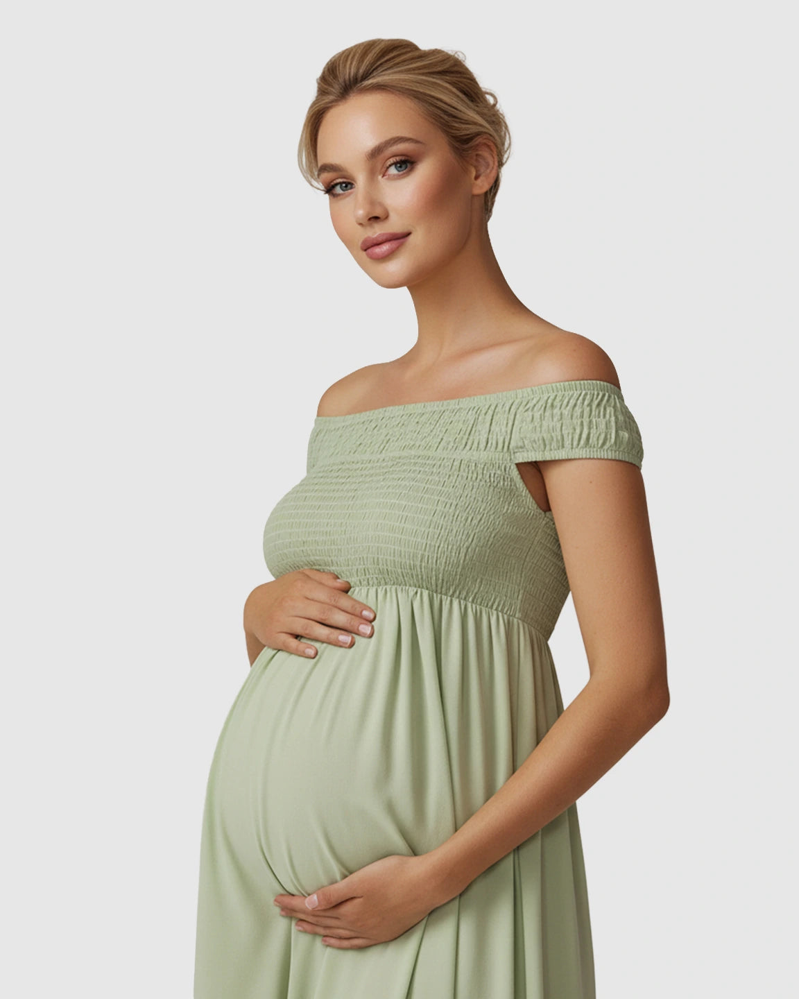 Off-Shoulder Flowy A-line Maternity Maxi Dress