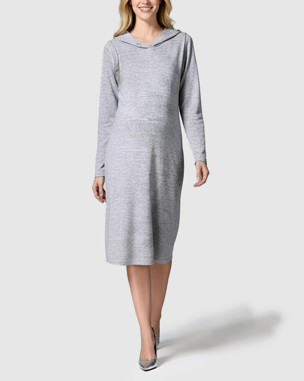 Hooded Side-Access Nursing & Maternity Midi Dress