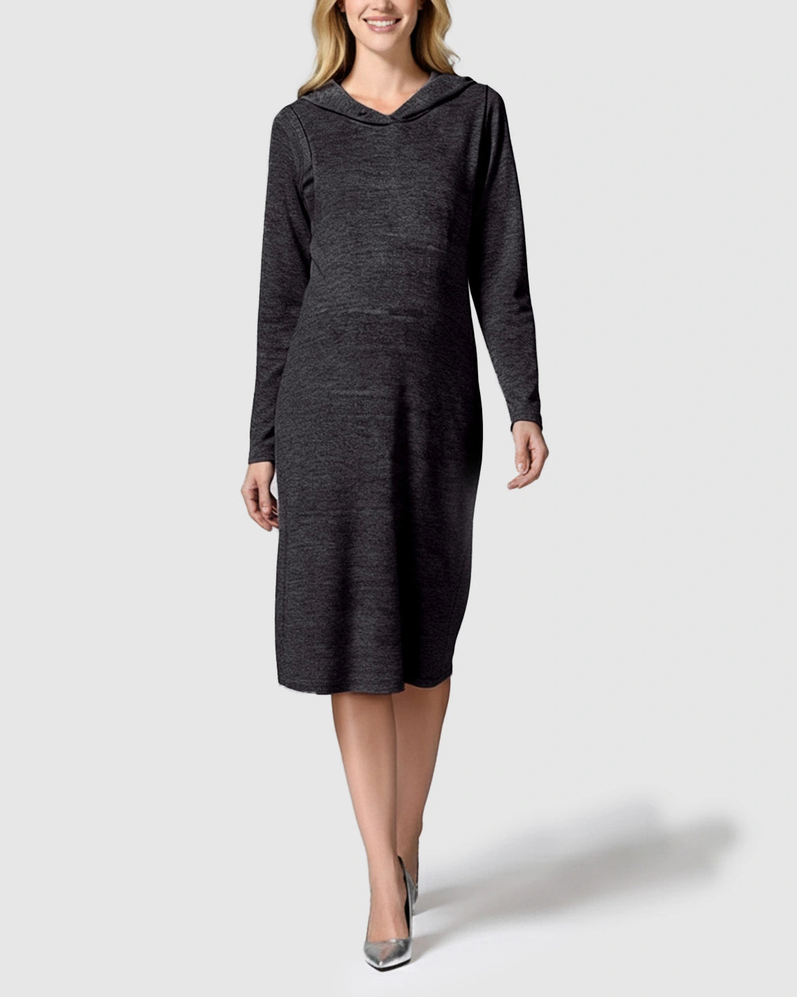 Hooded Side-Access Nursing & Maternity Midi Dress