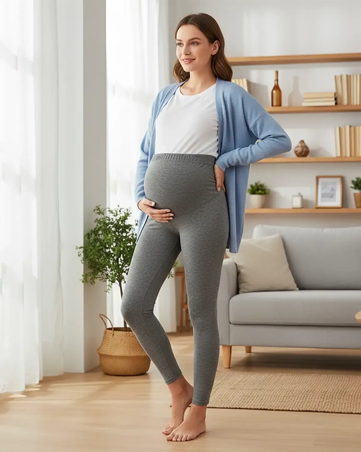 High Waist Belly Support Full Length Maternity Leggings