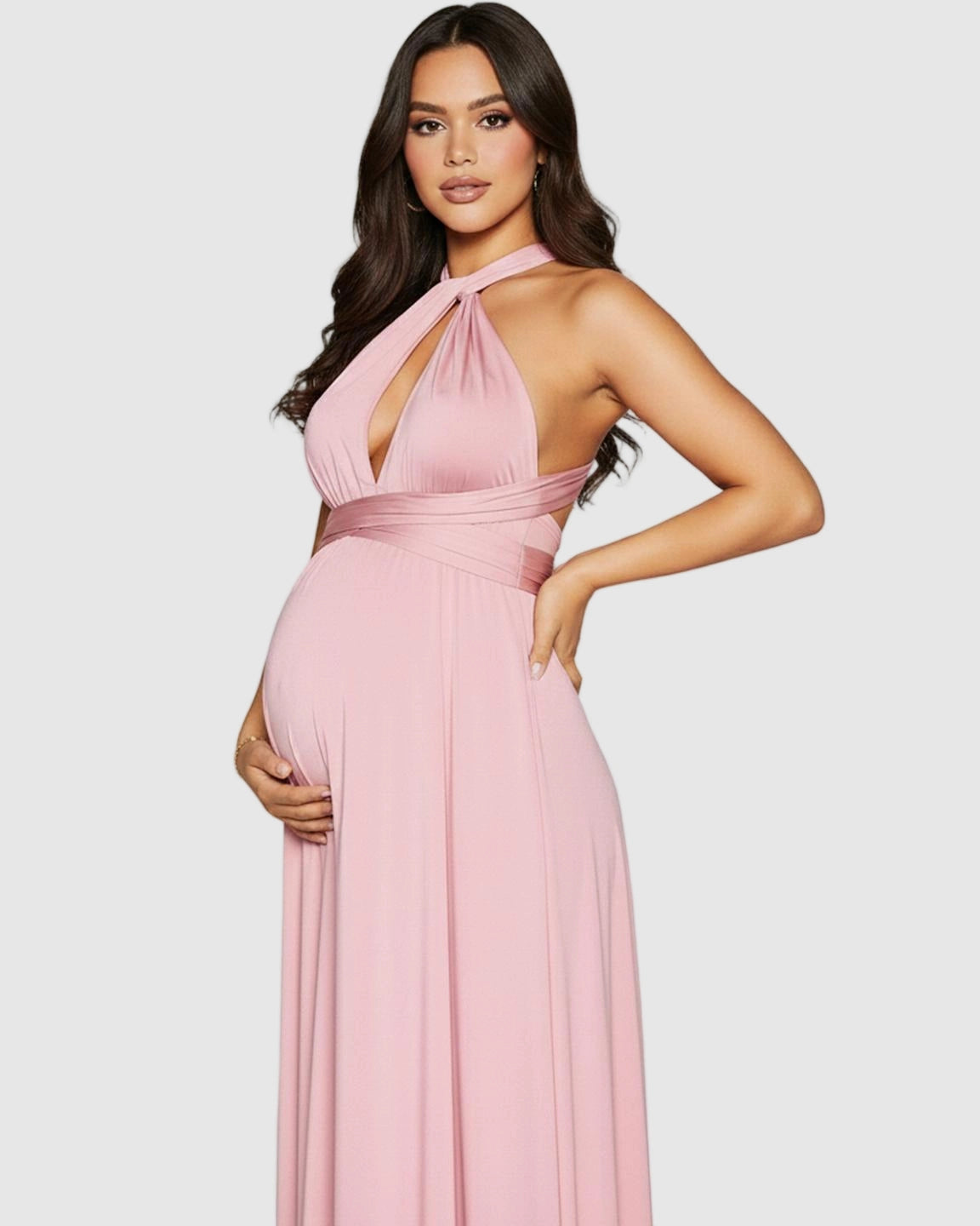 Flowy Chiffon Maternity Maxi Dress with Adjustable Tie Detail