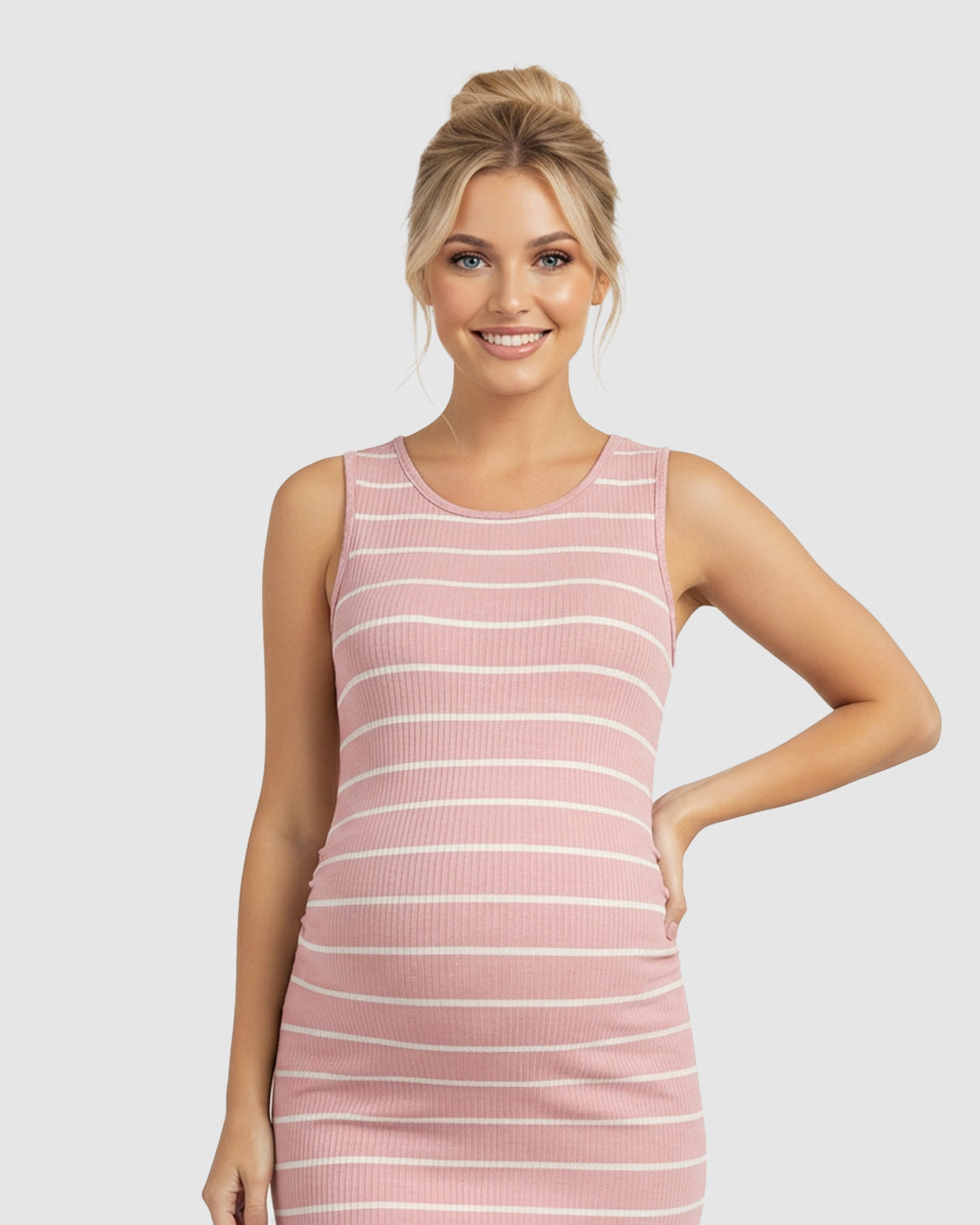 Striped Sleeveless Loose Flowing Maternity Dress