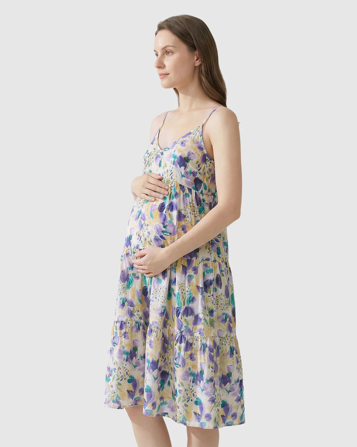 Spaghetti Strap Floral Maternity Nightdress