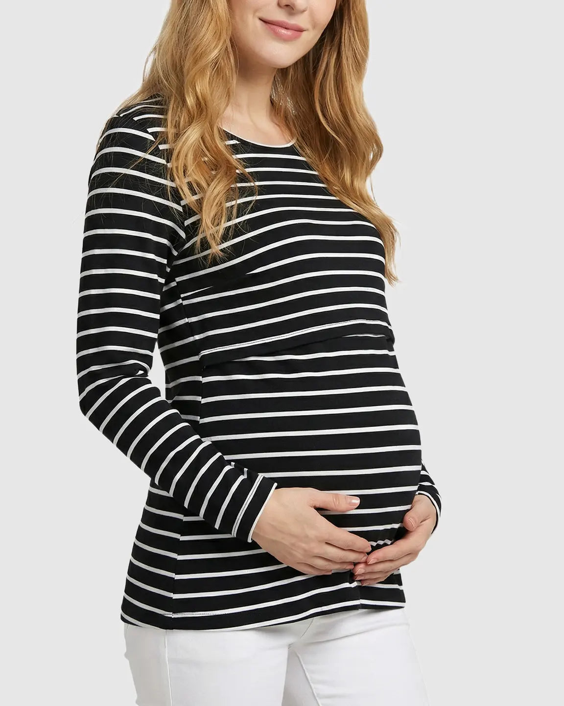Striped Print Comfort Fit Maternity & Nursing Top
