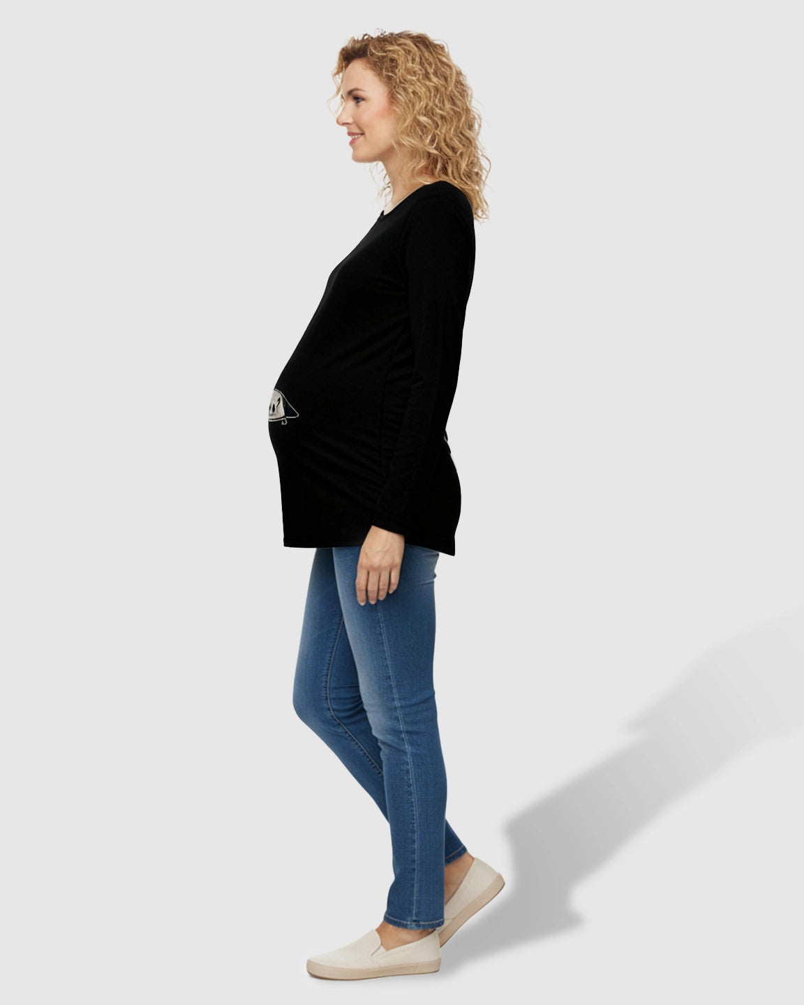 Slim Fit Side Ruched Long Sleeve Maternity Top