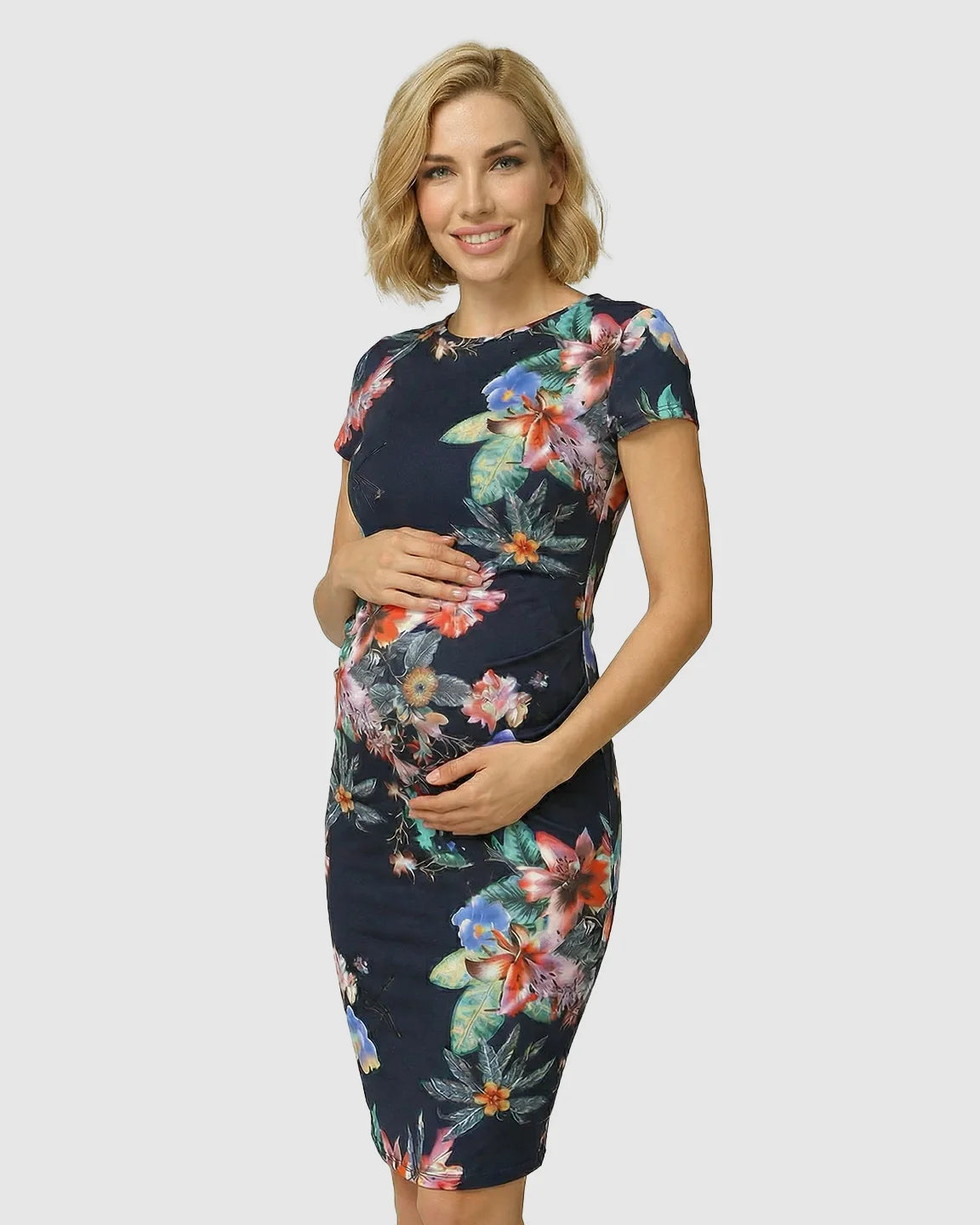 Side Ruched Bodycon Maternity Short Dress