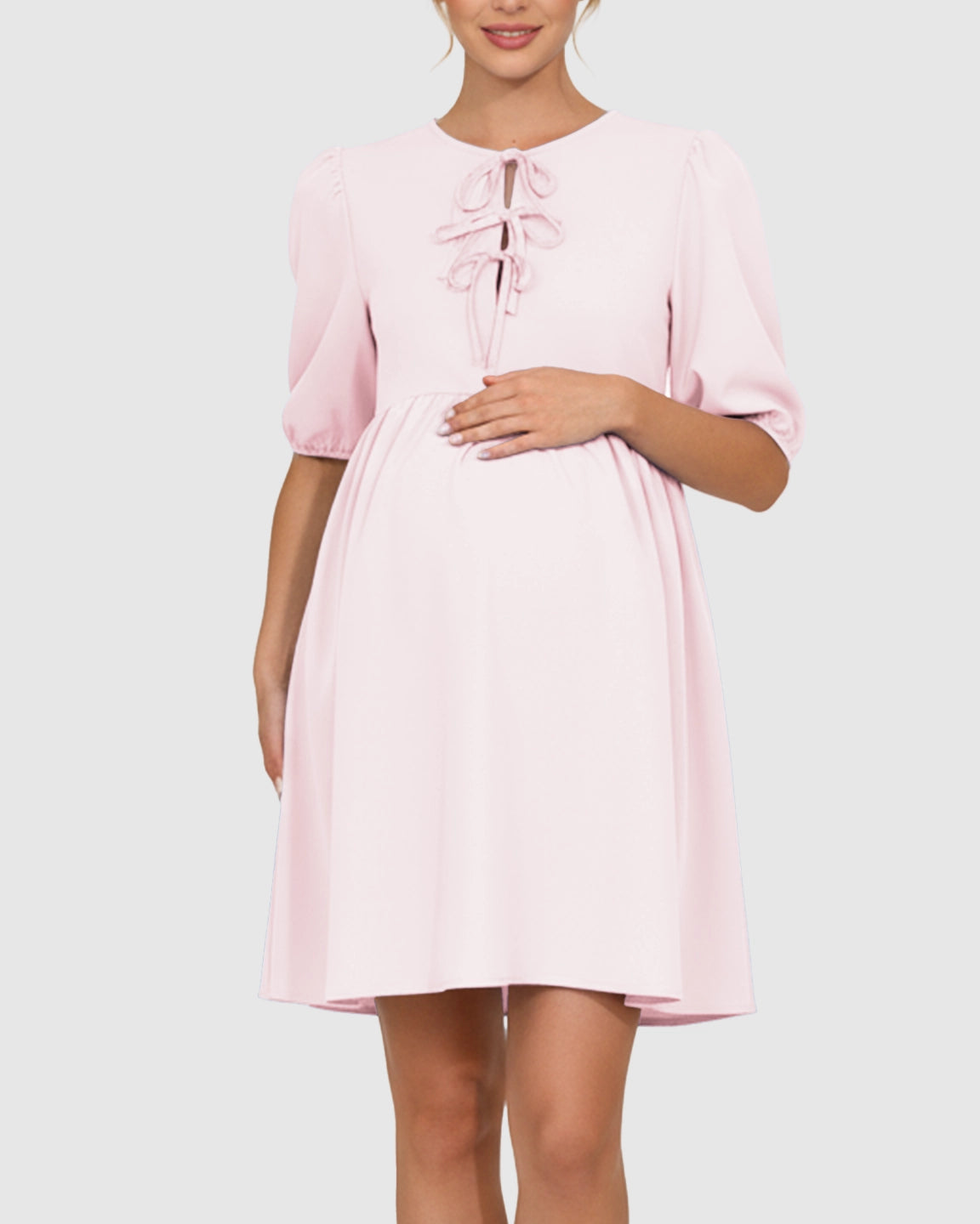 Tie-Neck Babydoll Maternity Dress