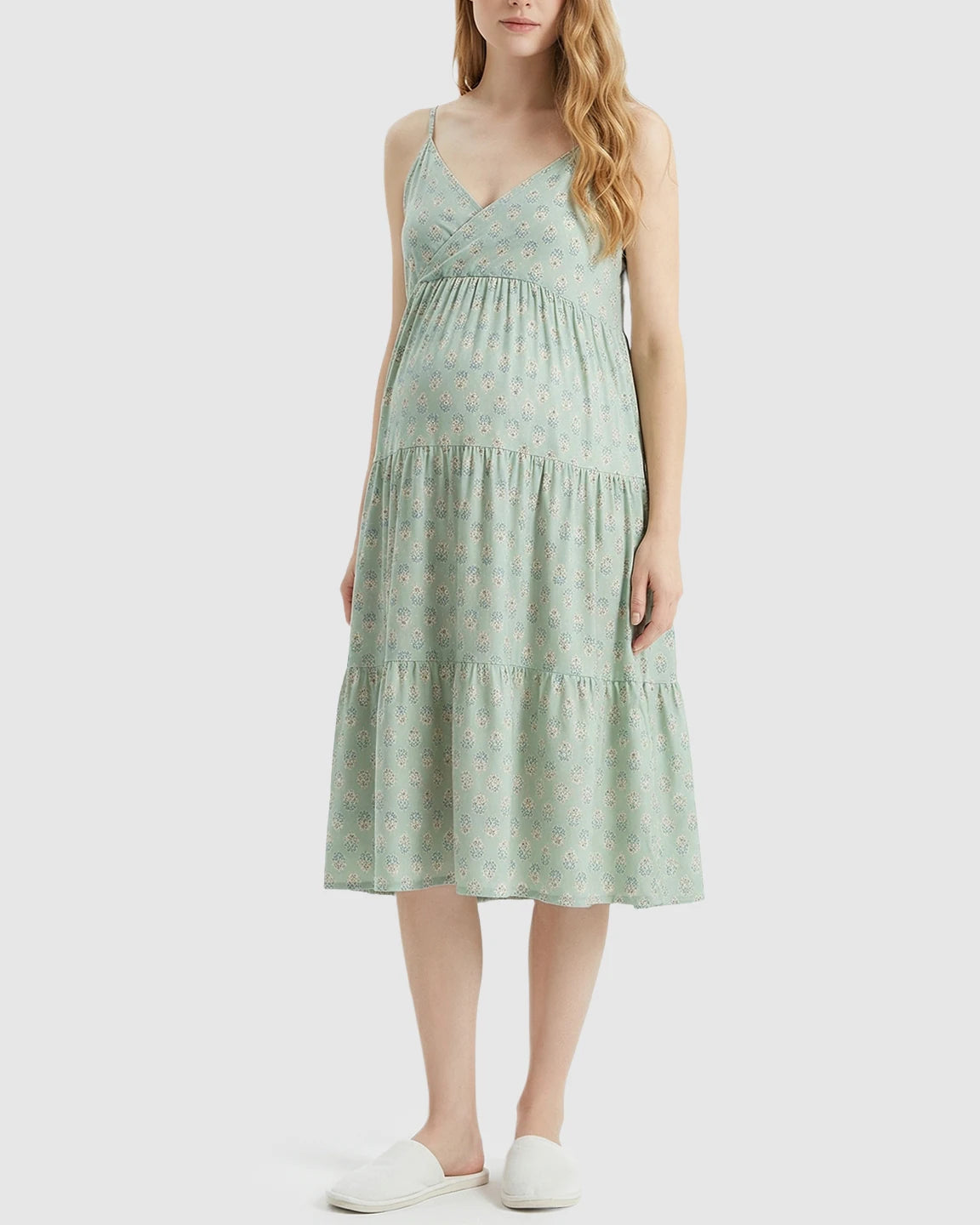 V-Neck Floral Loose Fit Maternity Nightdress