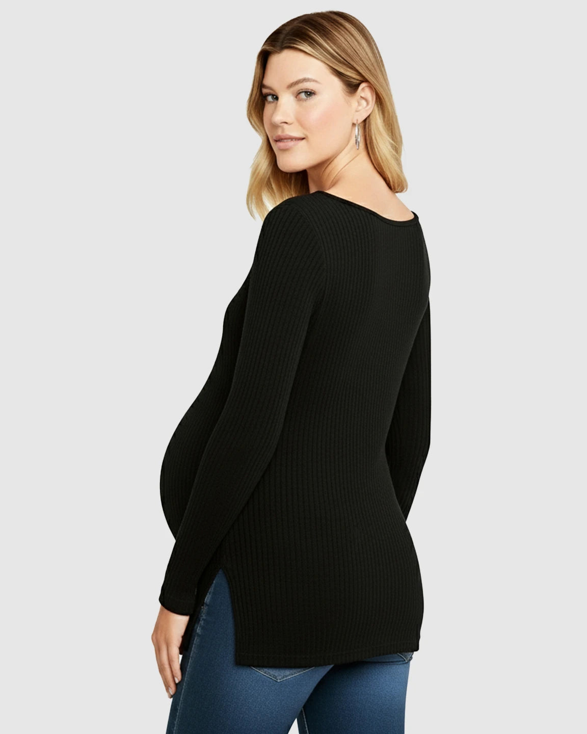 Ribbed Long Sleeve Maternity Top