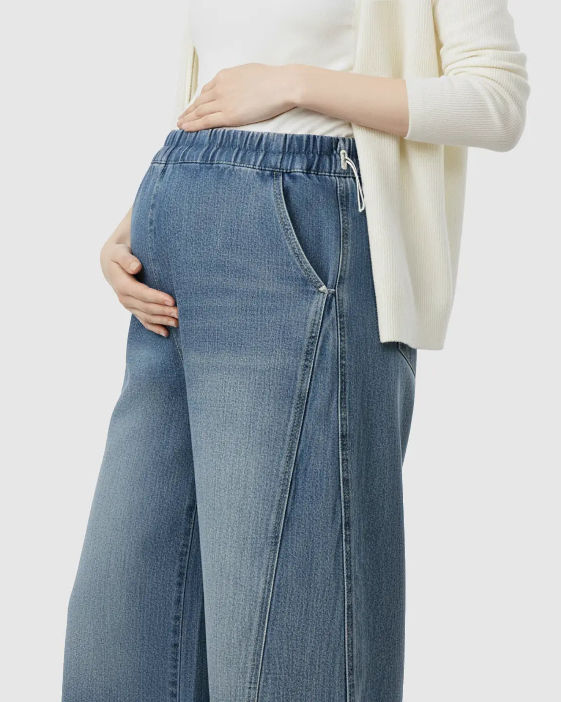 Zipperless Side Drawstring Wide-Leg Maternity Pants