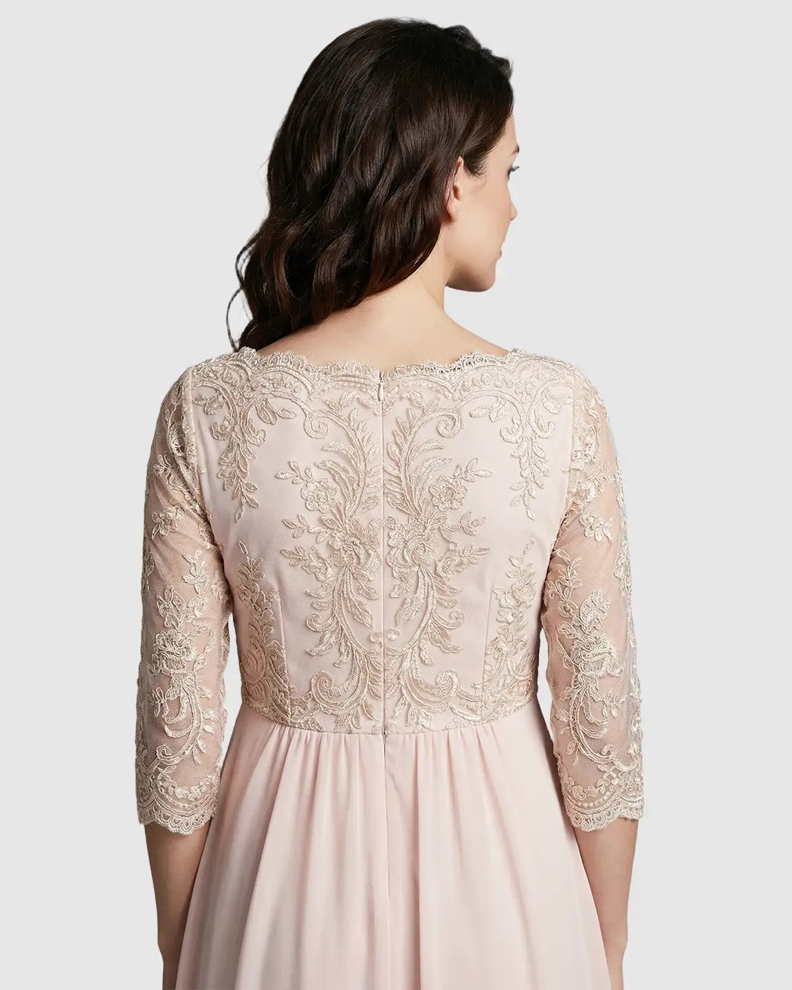 Sheer Lace Bodice Trailing Maternity Photoshoot Dress