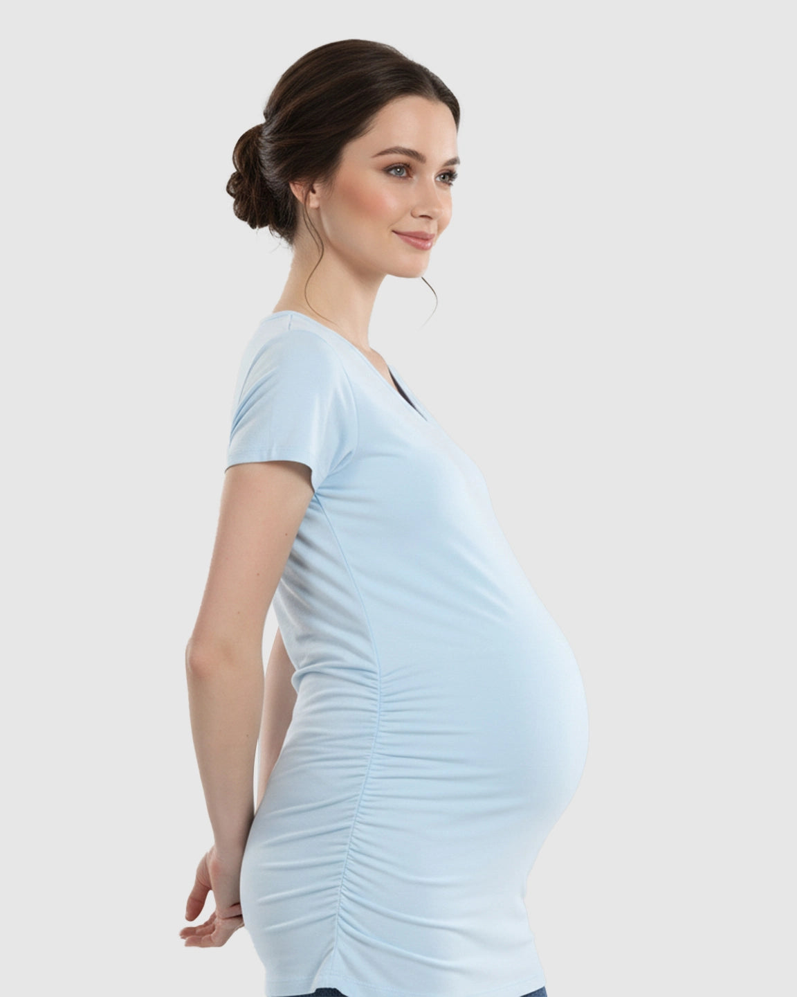 Short Sleeve Ruched Slim Fit Maternity Top