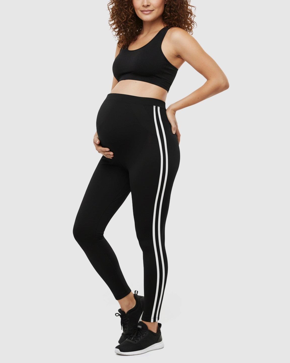 Side Striped Sporty Maternity Leggings