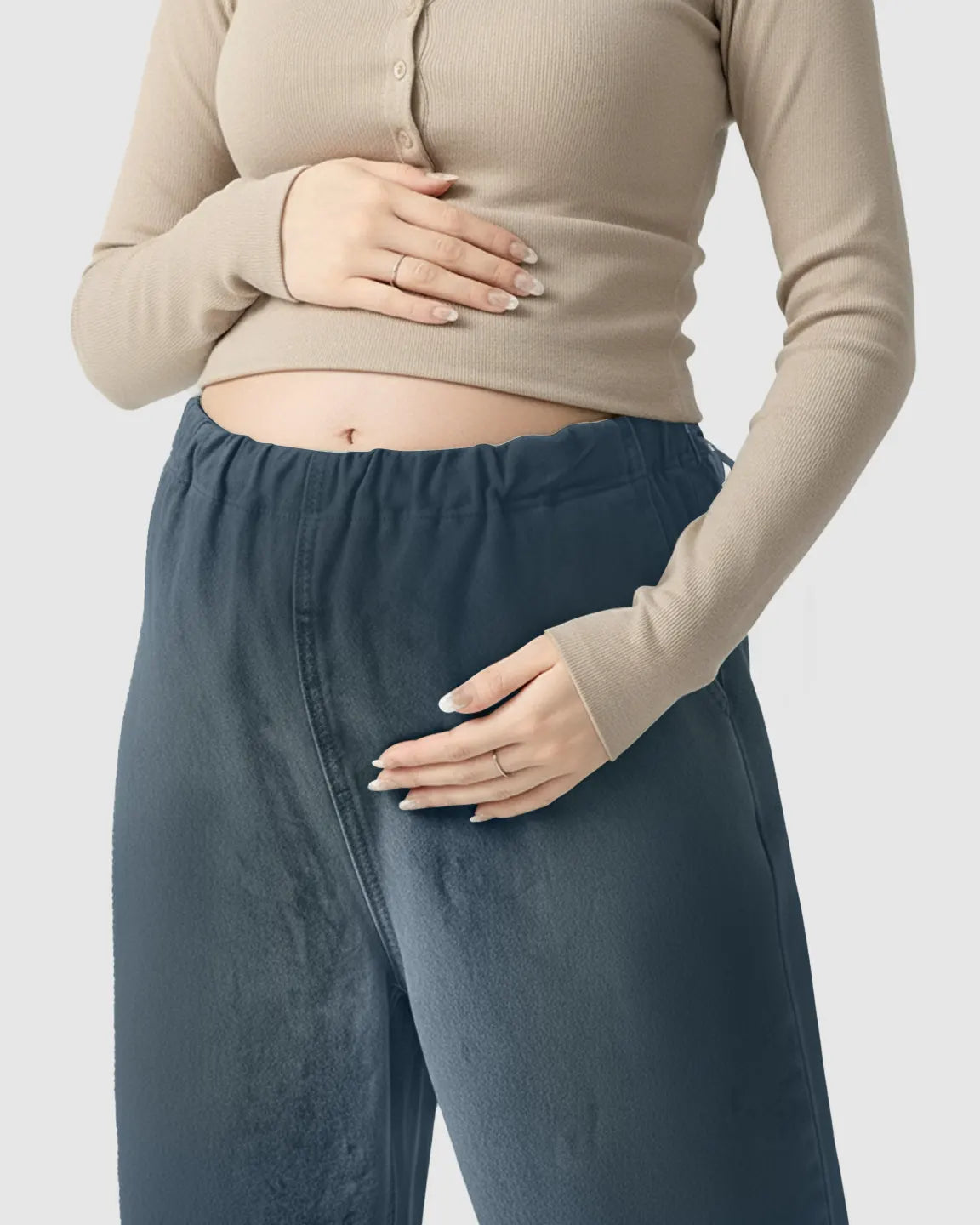 Adjustable Waist Wide-Leg Maternity Denim Pants