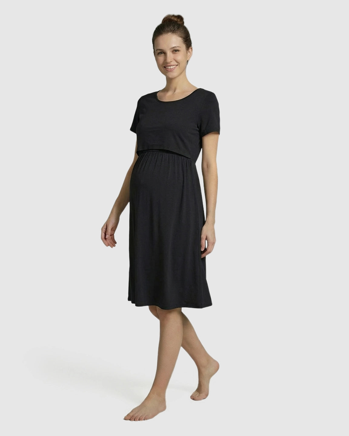 Double-Layer Nursing Front Relaxed Maternity Dress