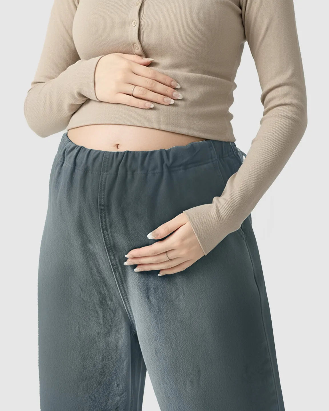 Adjustable Waist Wide-Leg Maternity Denim Pants