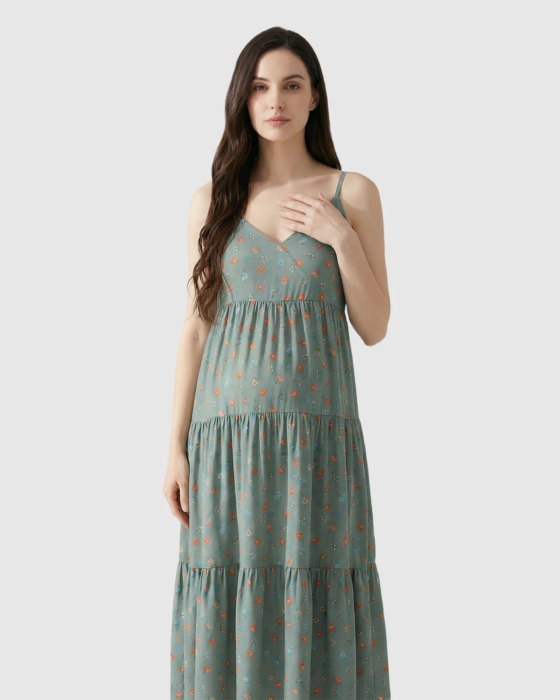 Spaghetti Strap Floral Print Maternity Nightgown
