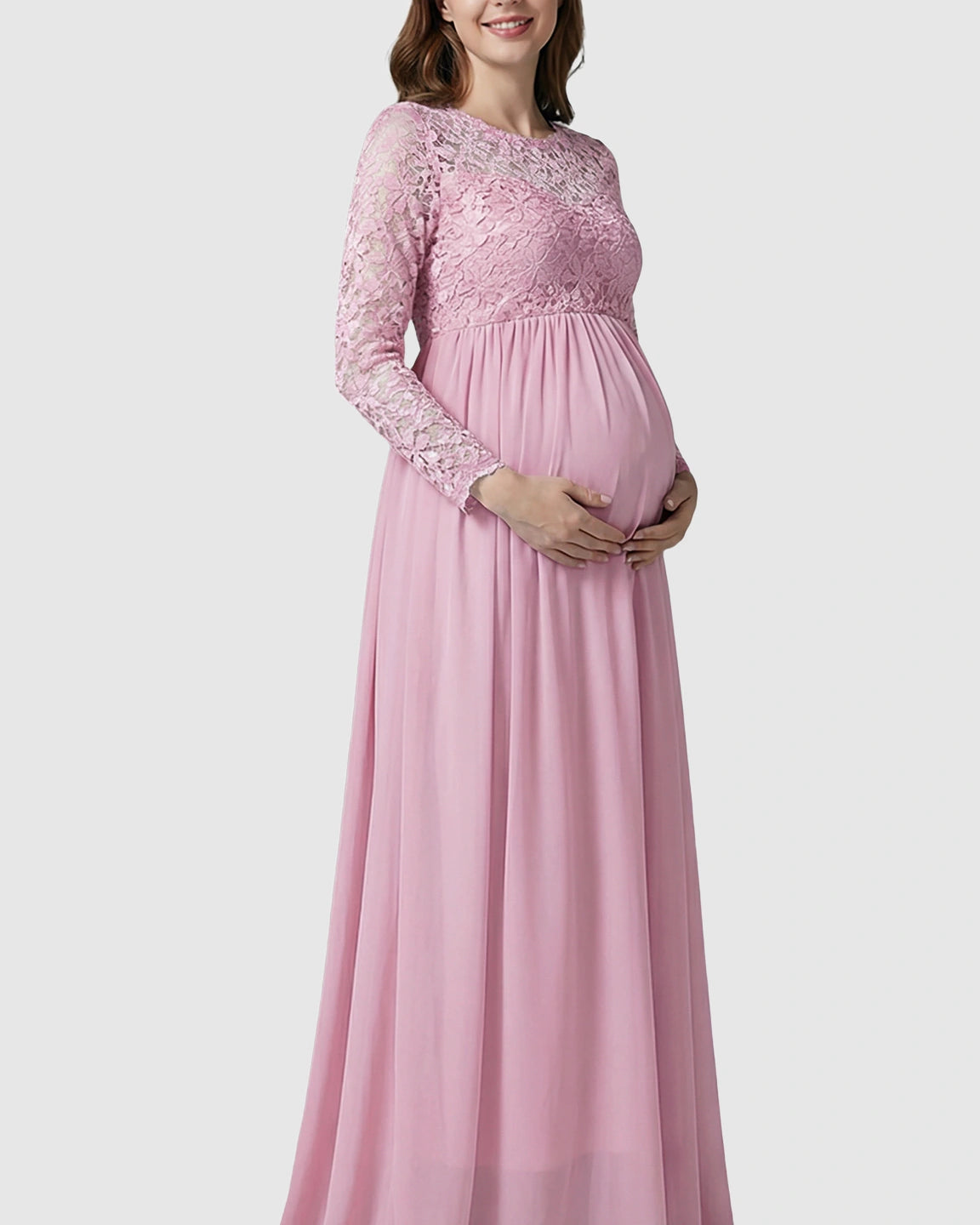 Lace Bodice Trailing Skirt Maternity Photoshoot Gown