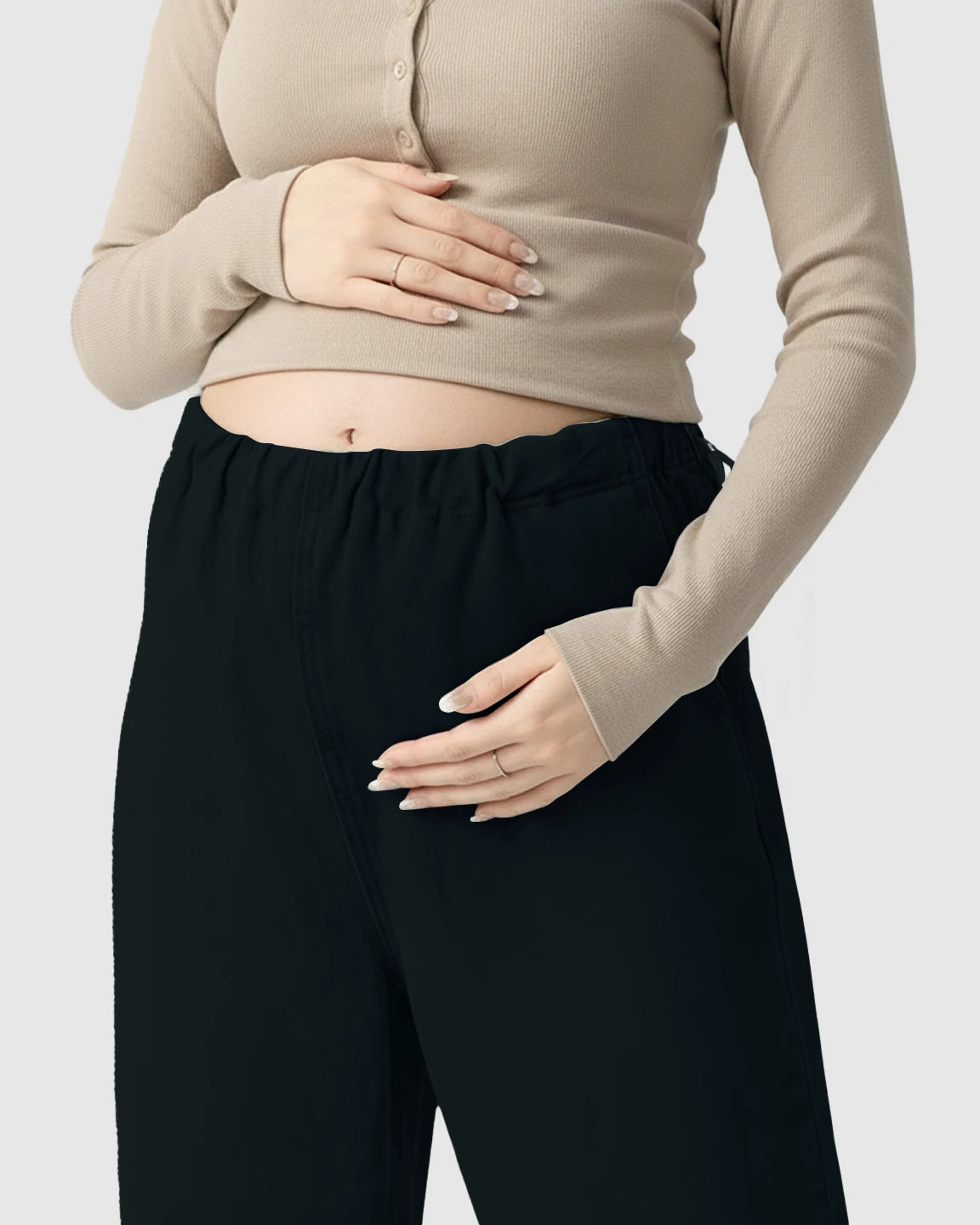 Adjustable Waist Wide-Leg Maternity Denim Pants