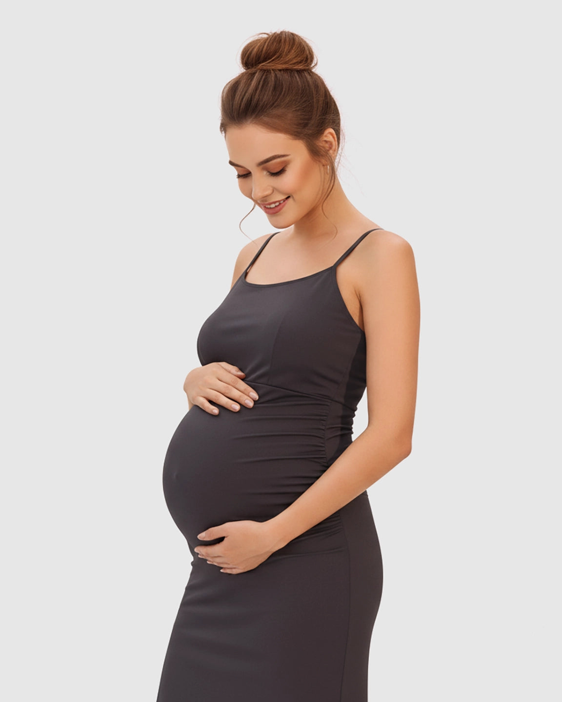 Spaghetti Strap Bodycon Maternity Maxi Dress
