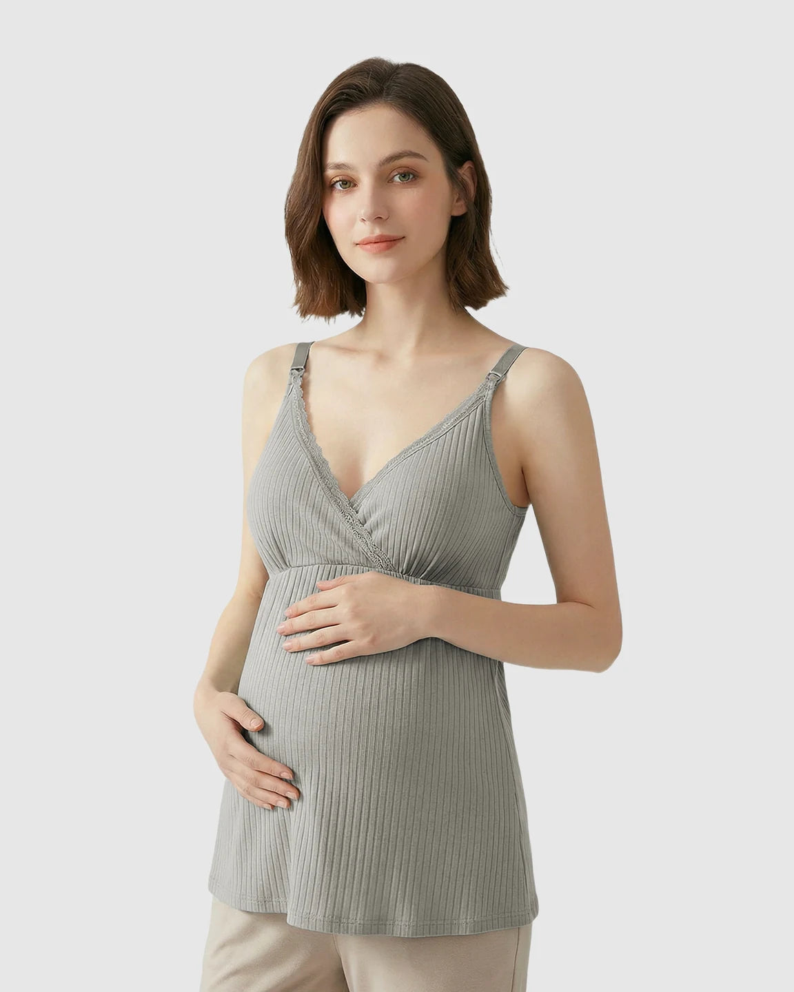 Easy-Access Crisscross Ribbed Nursing Camisole