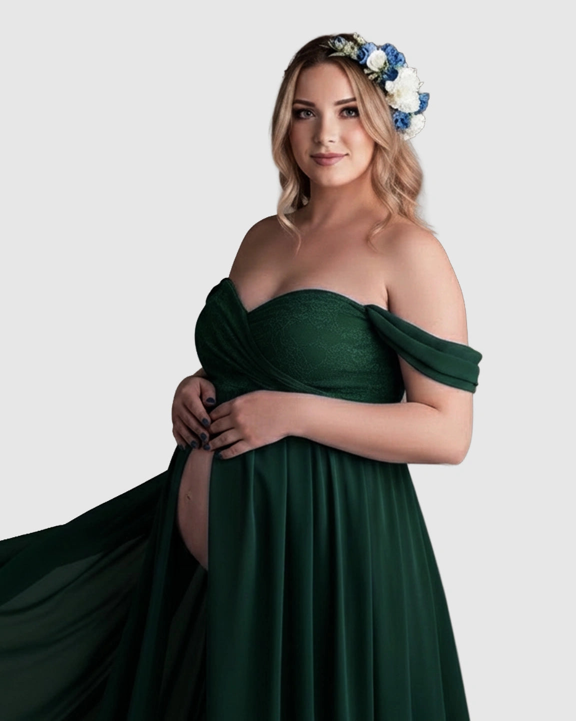 Extra-Long Train Ethereal Chiffon Maternity Gown