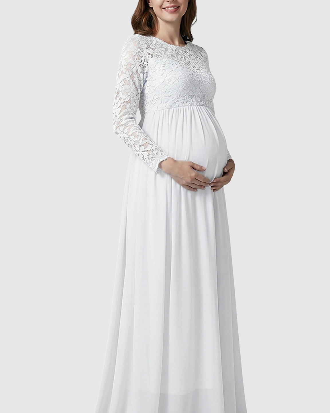 Lace Bodice Trailing Skirt Maternity Photoshoot Gown