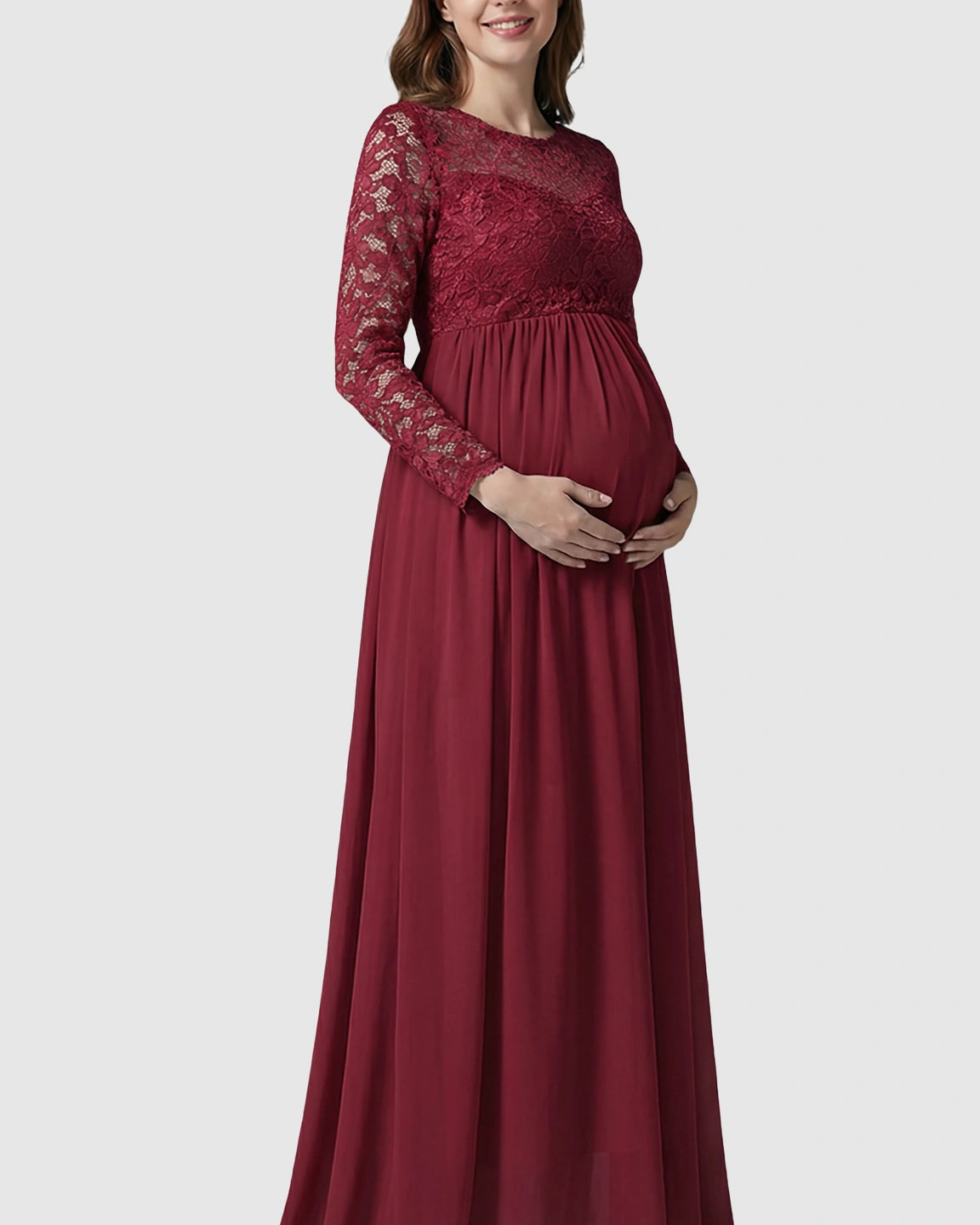 Lace Bodice Trailing Skirt Maternity Photoshoot Gown