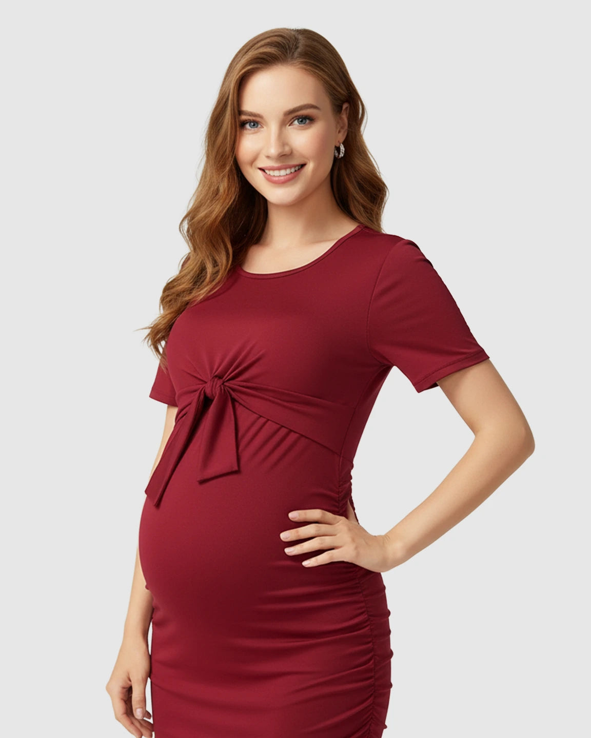 Tie-Front Fitted Bodycon Maternity & Nursing Dress