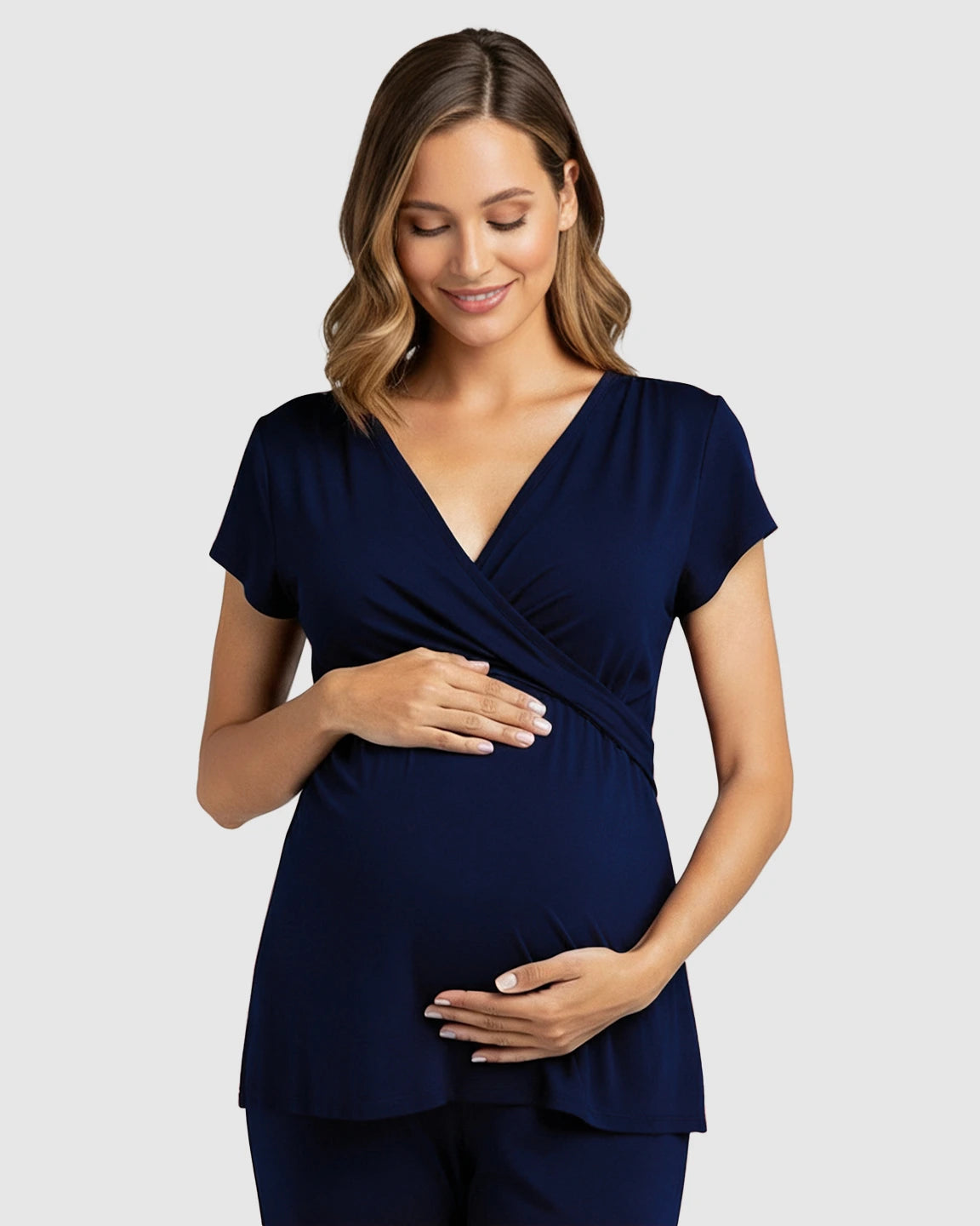 Wrap V-Neck Short-sleeve Maternity & Nursing Sleepwear Set